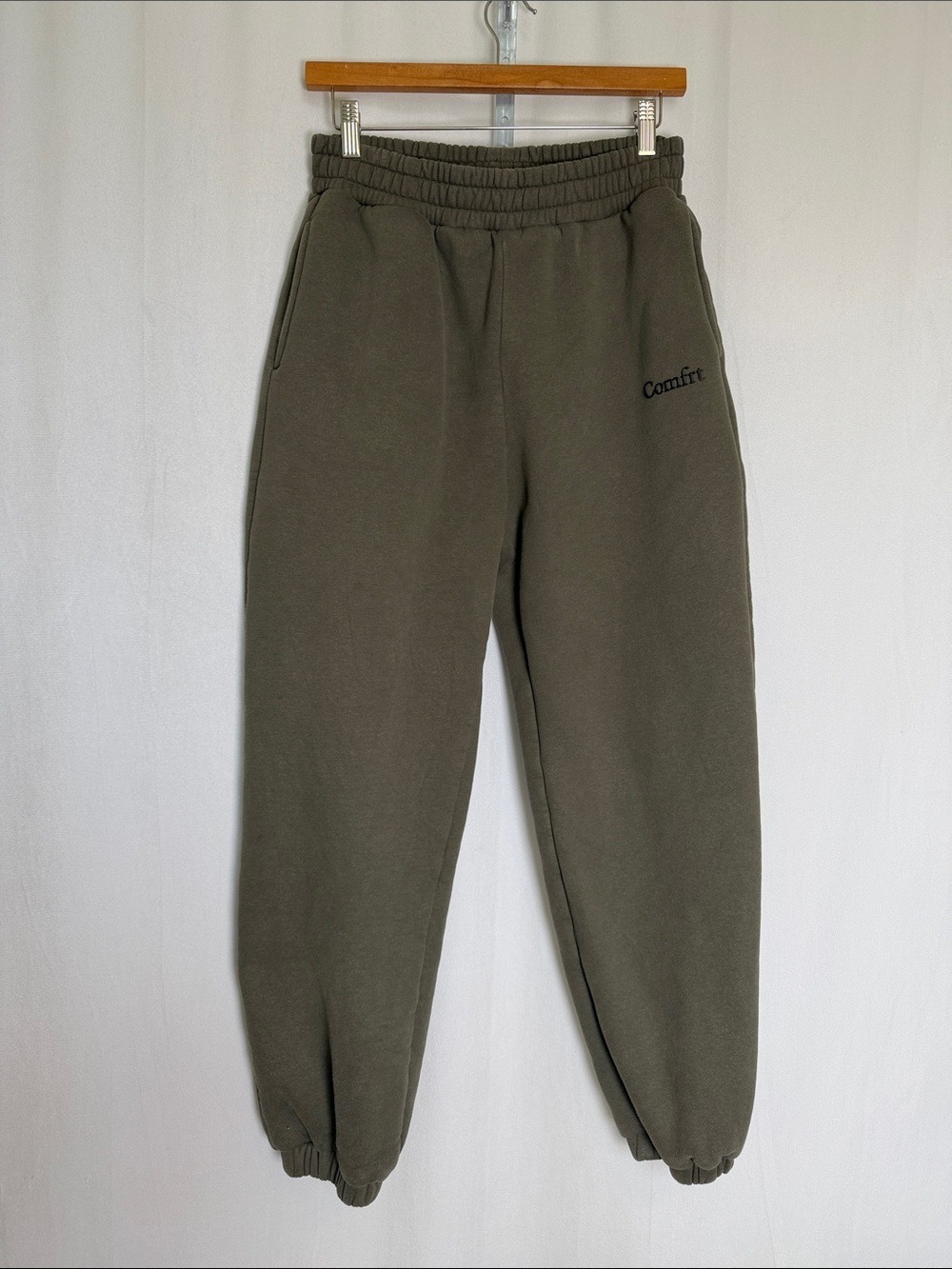 Comfort Olive Green Jogger Sweatpants Size M Thick Cozy Loungewear Athleisure